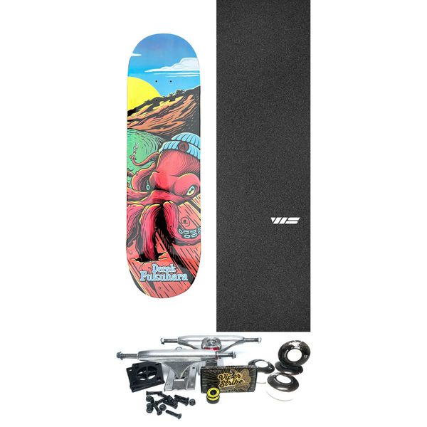 All I Need Skateboards Derek Fukuhara Dock Series Octopus Skateboard Deck - 8.5" x 32" - Complete Skateboard Bundle